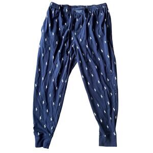 Polo Ralph Lauren Navy Blue AOP White Logo L Pajama Pants